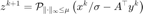 $\displaystyle z^{k+1}=\mathcal{P}_{\|\cdot\|_\infty\le\mu} \left(x^k/\sigma-A^\top y^k\right)$