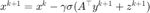 $x^{k+1}=x^k - \gamma\sigma (A^\top y^{k+1} + z^{k+1})$