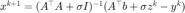 $x^{k+1}=(A^\top A+\sigma I)^{-1}(A^\top b+\sigma z^k - y^k)$