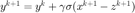 $y^{k+1}=y^k+\gamma\sigma(x^{k+1}-z^{k+1})$