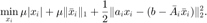 $$ \displaystyle\min_{x_i}\mu|x_i|+\mu\|\bar{x}_i\|_1
+\frac{1}{2}\|a_ix_i-(b-\bar{A}_i\bar{x}_i)\|_2^2. $$