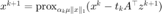 $x^{k+1}=\mathrm{prox}_{\alpha_k\mu\|x\|_1}(x^k-t_kA^\top z^{k+1})$