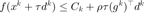 $\displaystyle f(x^k+\tau d^k)\le C_k +\rho\tau (g^k)^\top d^k$