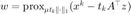 $w=\mathrm{prox}_{\mu t_k\|\cdot\|_1}(x^k-t_kA^\top z)$