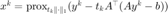 $x^k=\mathrm{prox}_{t_k\|\cdot\|_1}(y^k-t_k A^\top(Ay^k-b))$