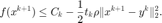 $$ f(x^{k+1}) \le C_k - \frac{1}{2}t_k \rho \|x^{k+1}-y^k\|_2^2. $$