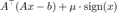 $\displaystyle A^\top (Ax-b)+\mu\cdot \mathrm{sign}(x)$