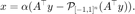 $$ x=\alpha(A^\top y - \mathcal{P}_{[-1,1]^n}(A^\top y)). $$