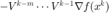 $-V^{k-m}\cdots V^{k-1}\nabla f(x^k)$