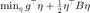 $\min_\eta g^\top \eta+\frac{1}{2}\eta^\top B\eta$