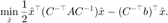 $$\min_{\hat{x}}\frac{1}{2}\hat{x}^\top(C^{-\top}AC^{-1})\hat{x}-(C^{-\top}b)^\top\hat{x}.$$