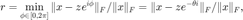 $$ r=\displaystyle\min_{\phi\in[0,2\pi]}\|x-ze^{i\phi}\|_F/\|x\|_F
=\|x-ze^{-\theta i}\|_F/\|x\|_F, $$