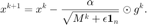 $$ \displaystyle x^{k+1}=x^k-\frac{\alpha}{\sqrt{M^k+\epsilon \mathbf{1}_n}}\odot g^k. $$