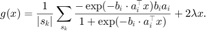 $$ \displaystyle g(x)=\frac{1}{|s_k|}\sum_{s_k}
\frac{-\exp(-b_i\cdot a_i^\top x)b_ia_i}{1+\exp(-b_i\cdot a_i^\top x)}+2\lambda x. $$