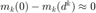 ${m_k(0)-m_k(d^k)}\approx 0$